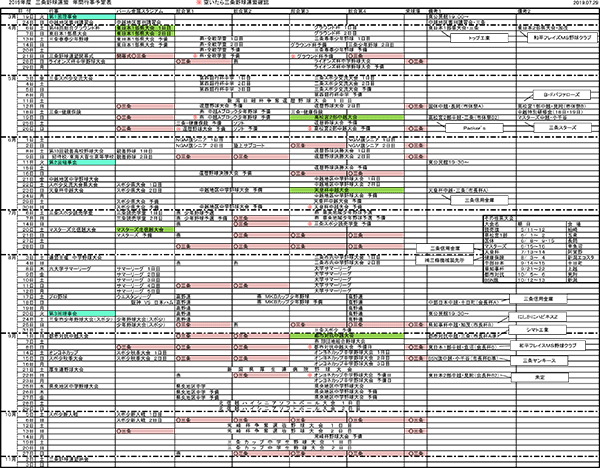 三条野球連盟2019年度年間スケジュール