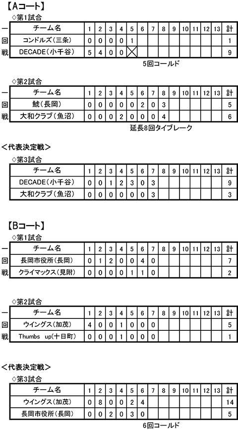 第46回東日本軟式野球大会2部中越大会イニングスコア