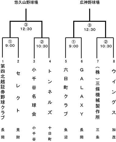 天皇賜杯第79回全日本軟式野球大会中越大会トーナメント表