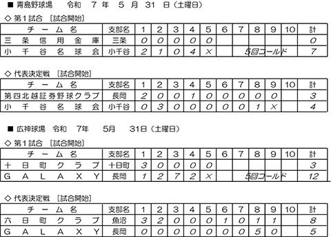 第79回国民スポーツ大会軟式野球競技会中越大会結果